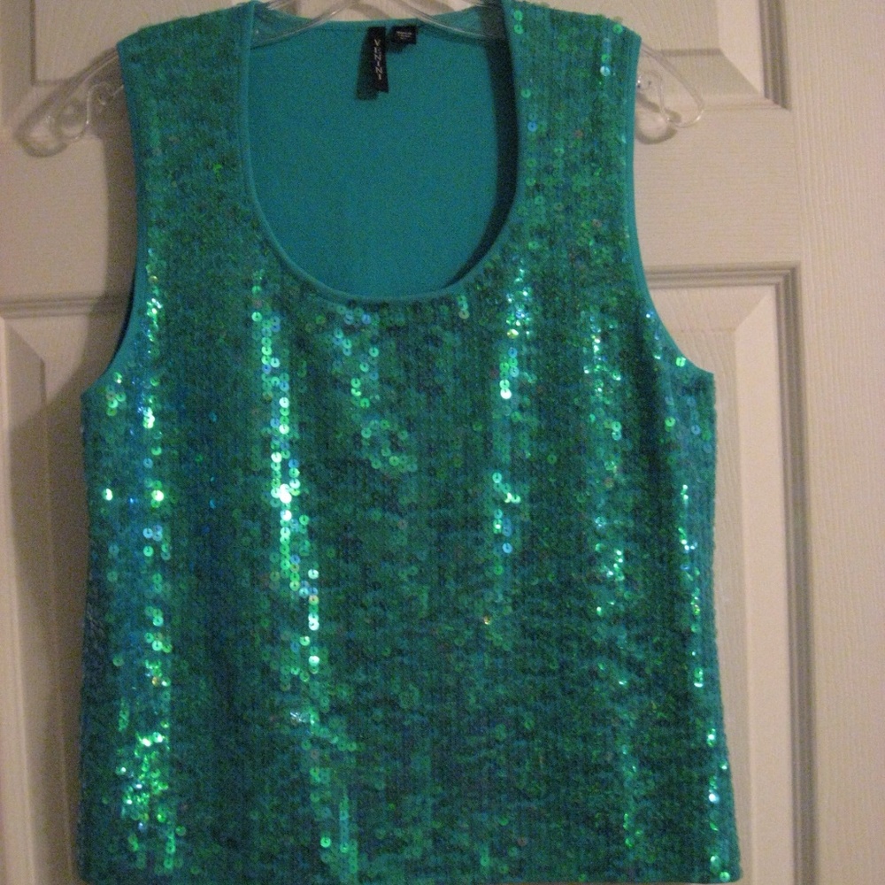 VENINI SLEEVELESS SEQUIN ADORNED TOP SIZE SL